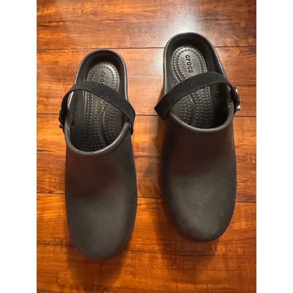Crocs Dual Comfort Sarah Mule Comfy Slip on Clogs Block Heel & Velvet Straps W-8